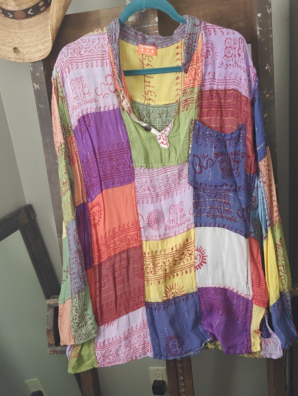 Kathmandu Multicolor Patchwork Boho Tunic Top